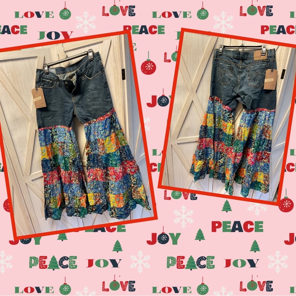 Boho Upcycled Jeans 32X33